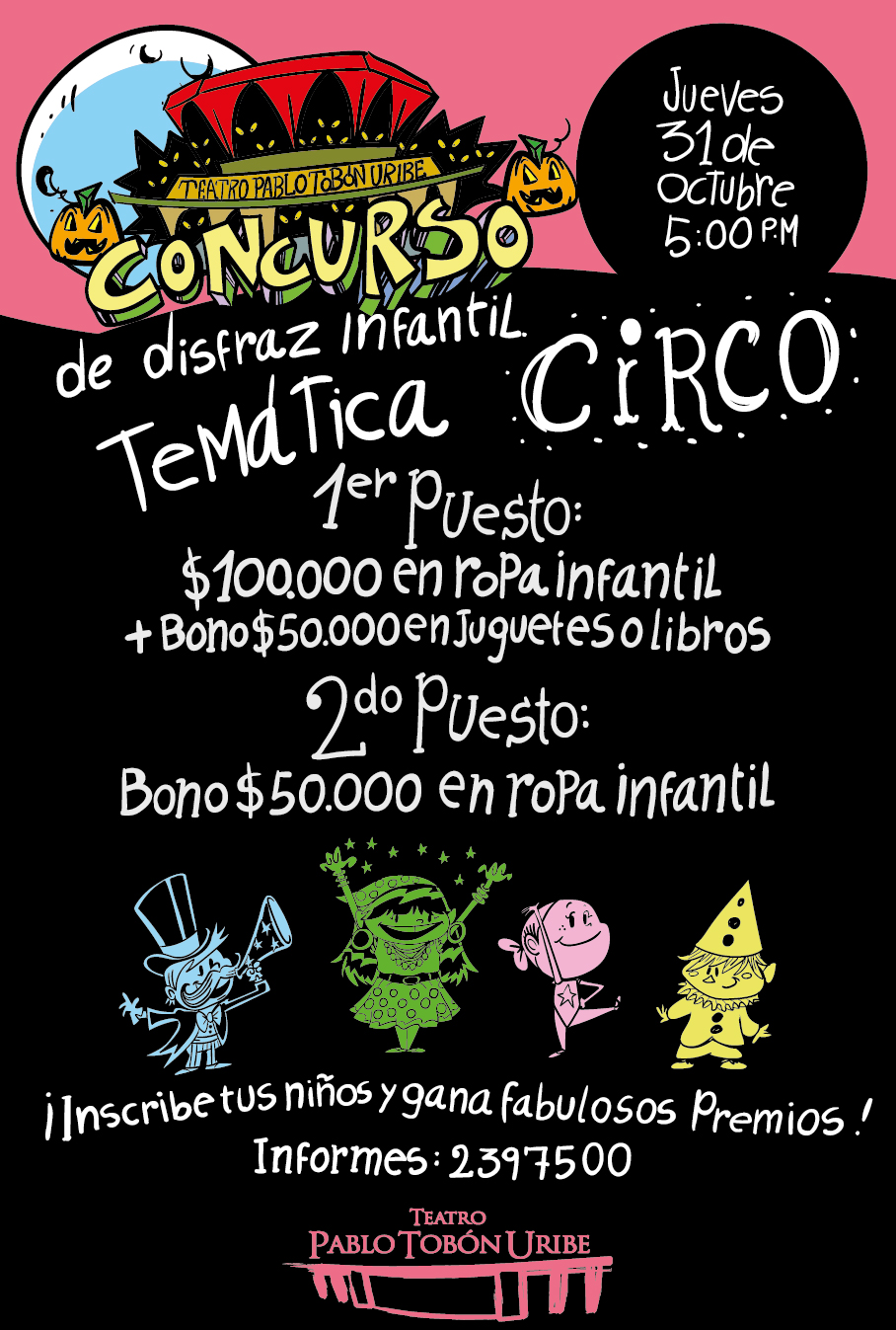 afiche 2a concurso de disfraz infantil temática circo